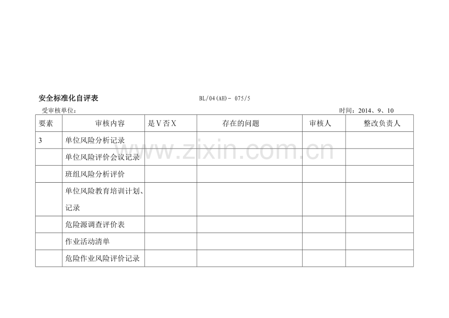 安全标准化自评表(生产部).doc_第1页