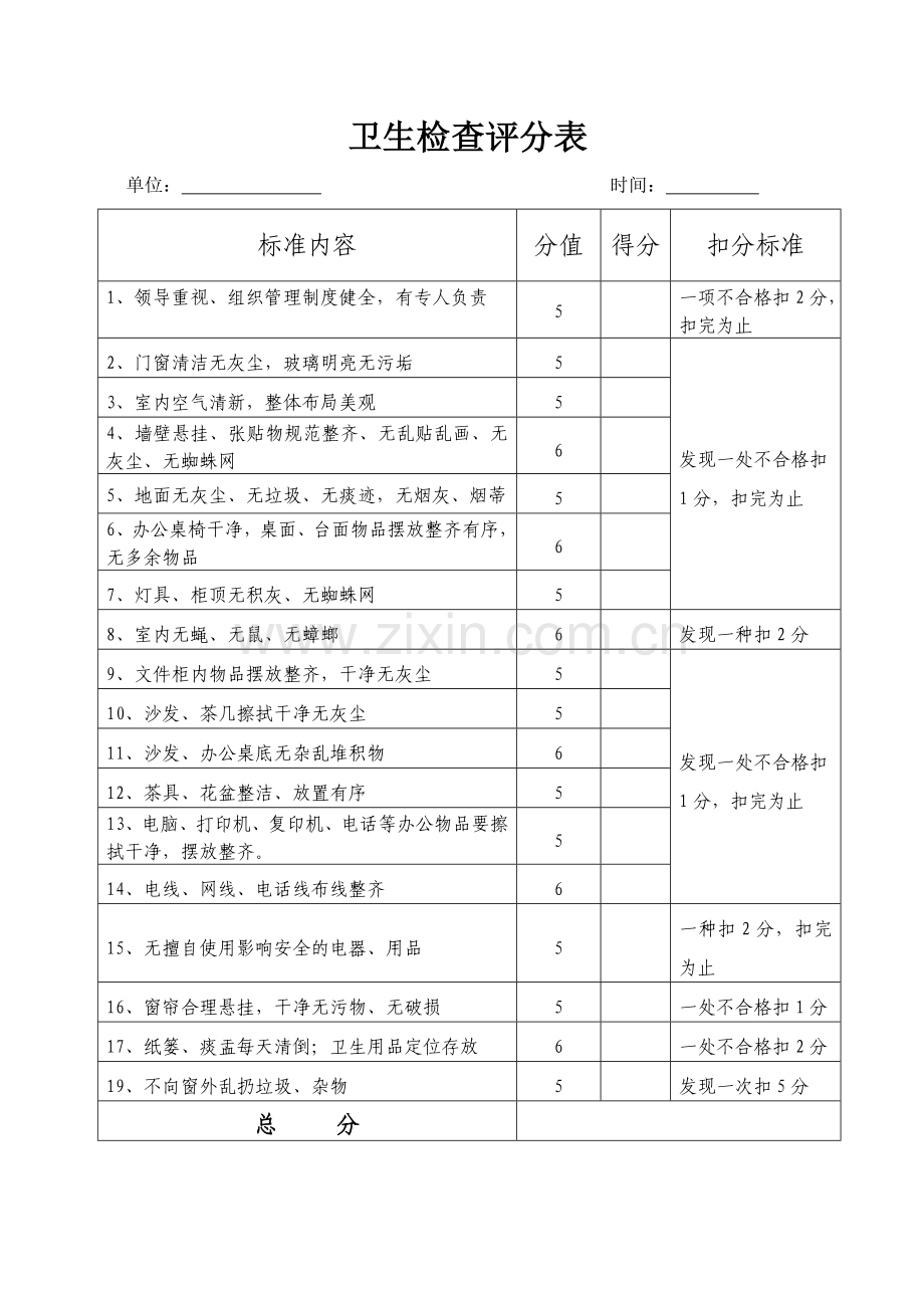 卫生检查评分表.doc_第1页