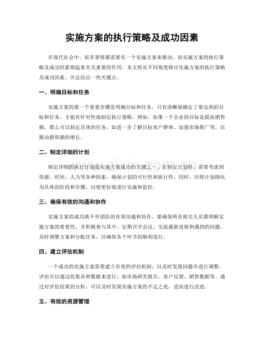 实施方案的执行策略及成功因素.docx_第1页