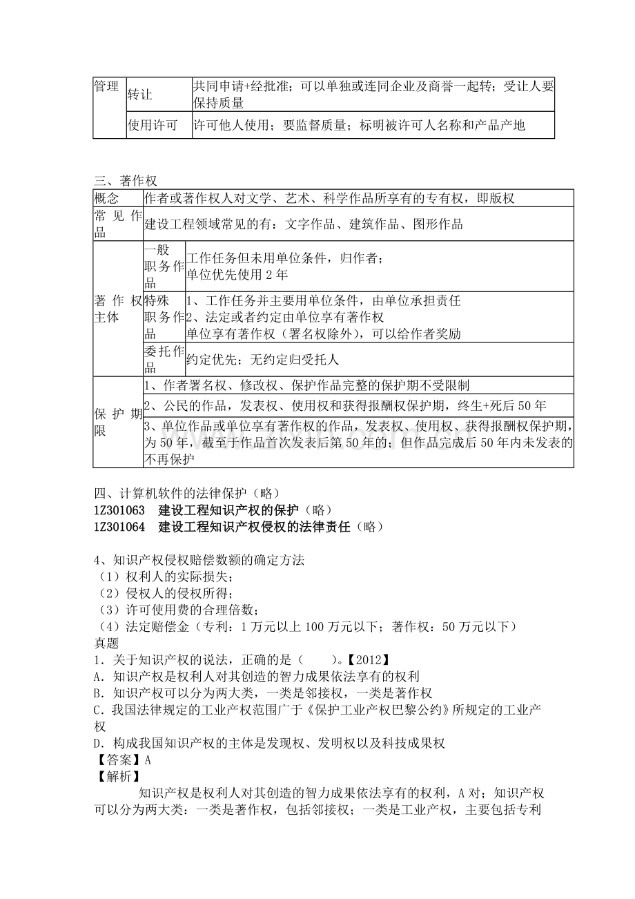 1V1一建法规讲义(0225)——知识产权制度、保险制度——李燕平.doc_第2页