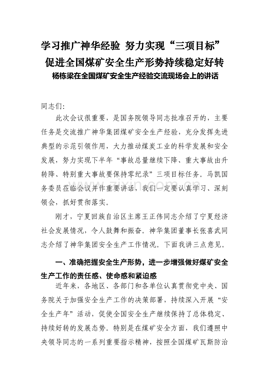学习推广神华经验-努力实现实现“三项目标”-促进全国煤矿安全生产形势持续稳定好转.doc_第1页