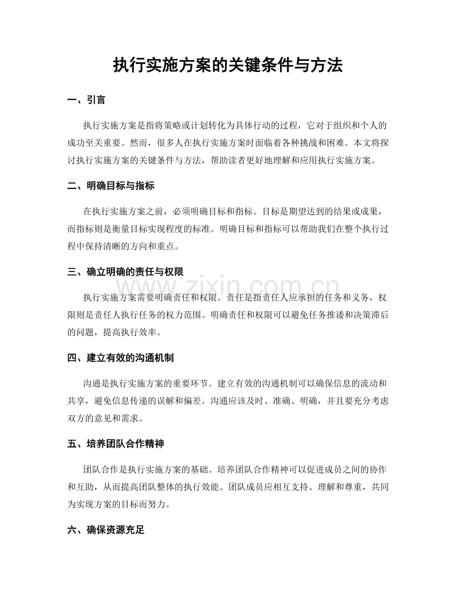 执行实施方案的关键条件与方法.docx_第1页