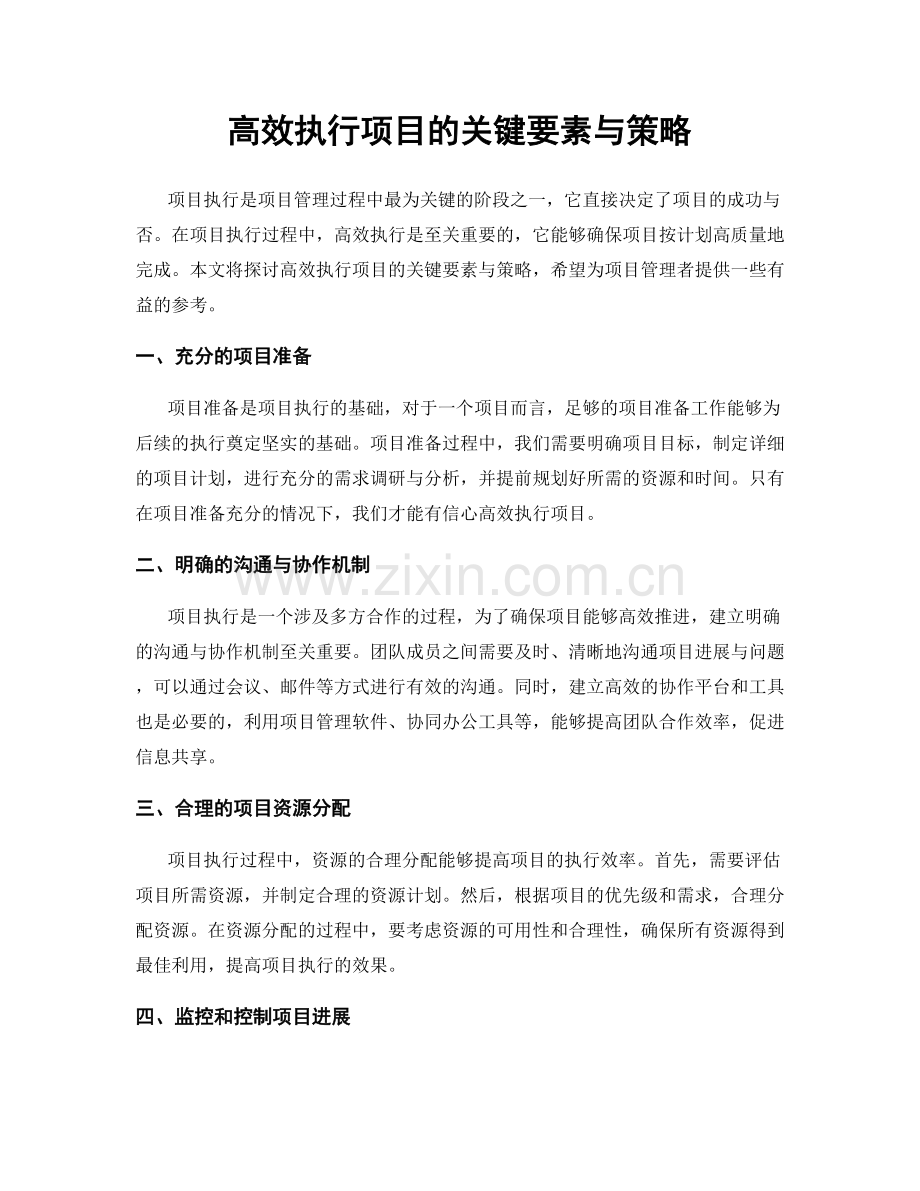高效执行项目的关键要素与策略.docx_第1页