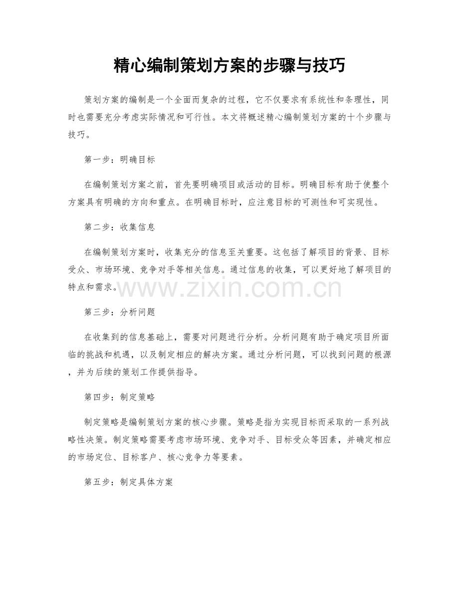 精心编制策划方案的步骤与技巧.docx_第1页