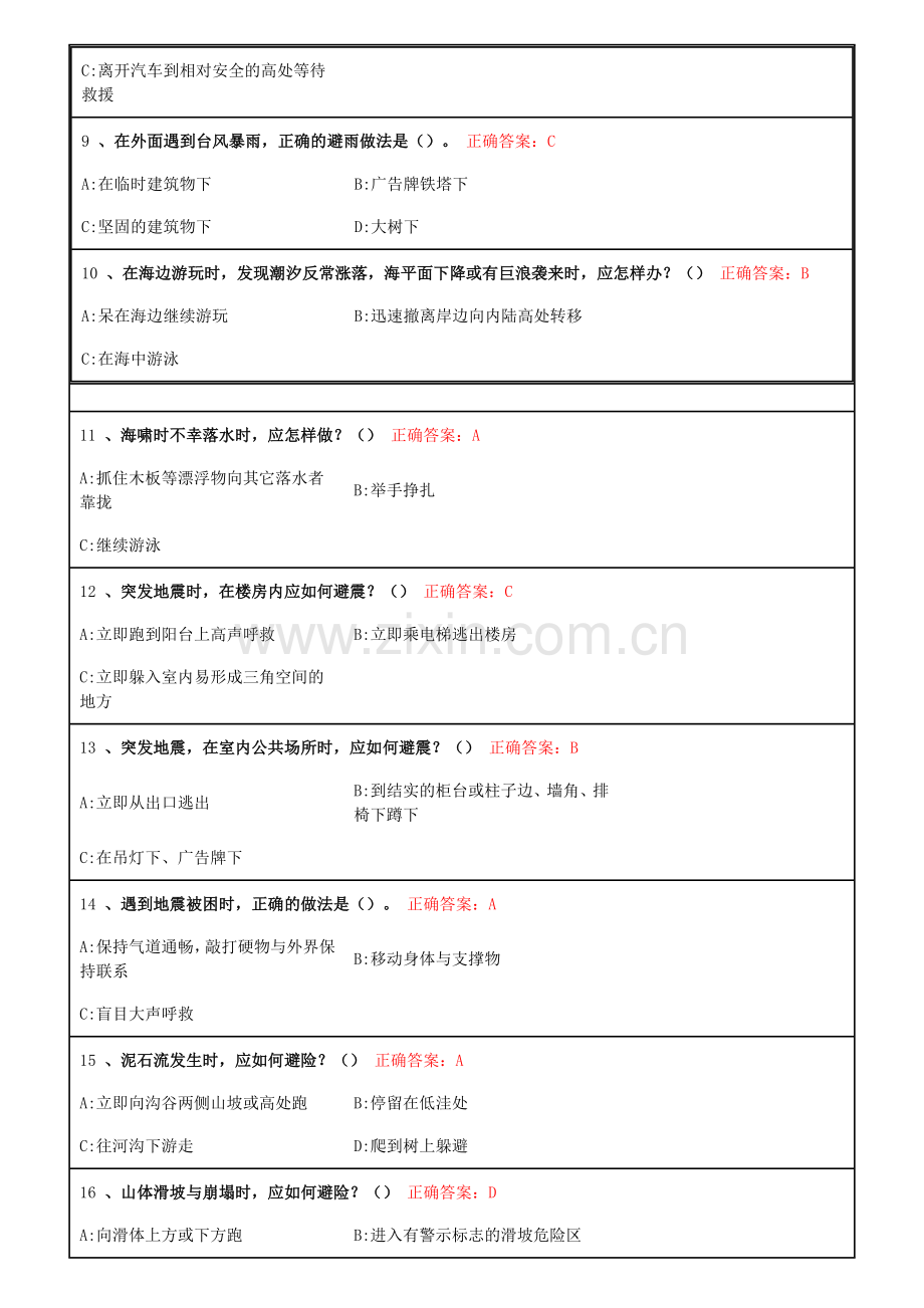 2018-青岛-市民-卫生应急基本知识与技能网络在线培训和答题-单选题100道.doc_第2页