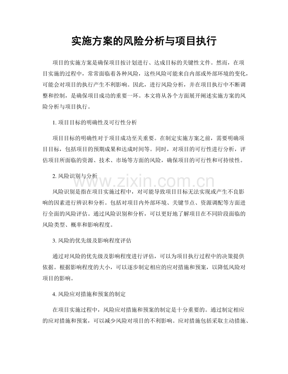 实施方案的风险分析与项目执行.docx_第1页