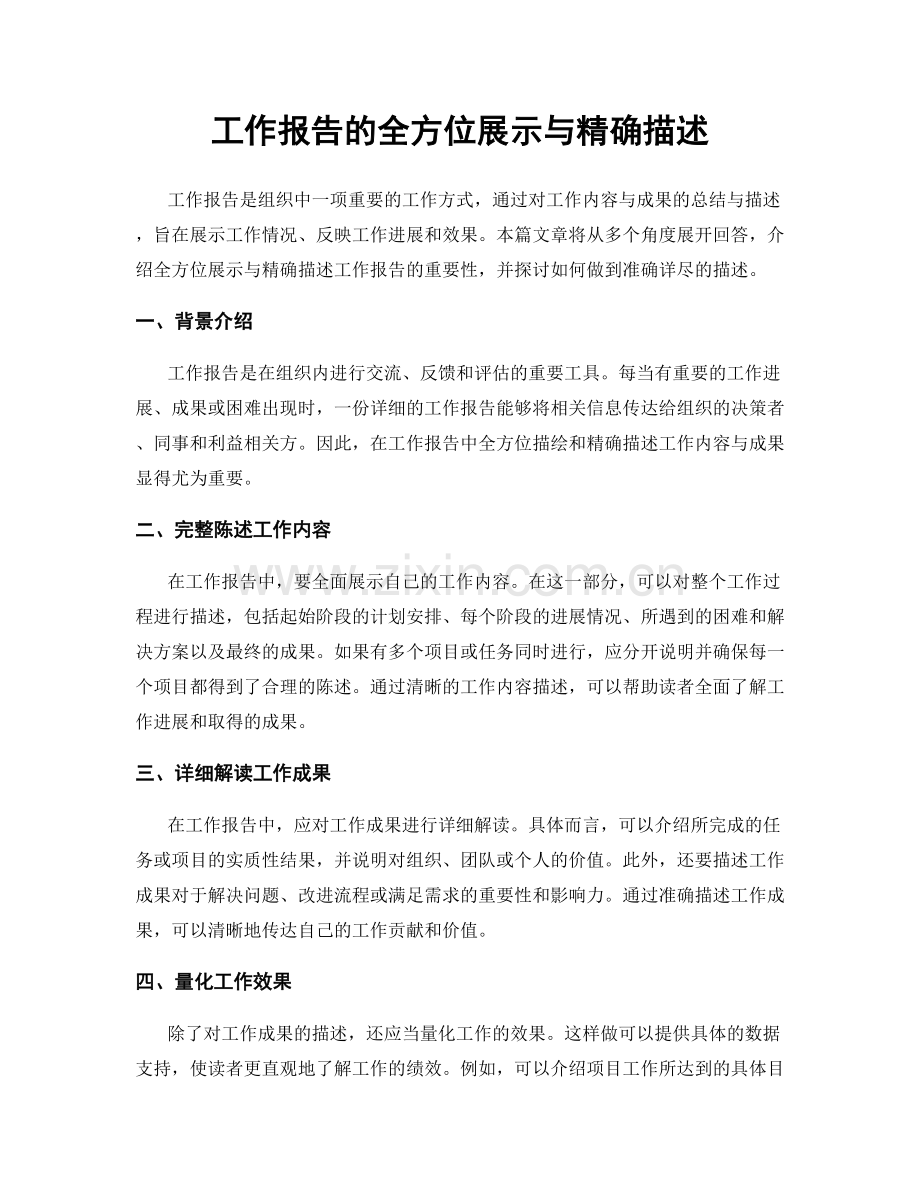 工作报告的全方位展示与精确描述.docx_第1页