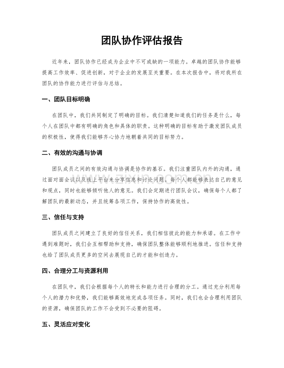 团队协作评估报告.docx_第1页