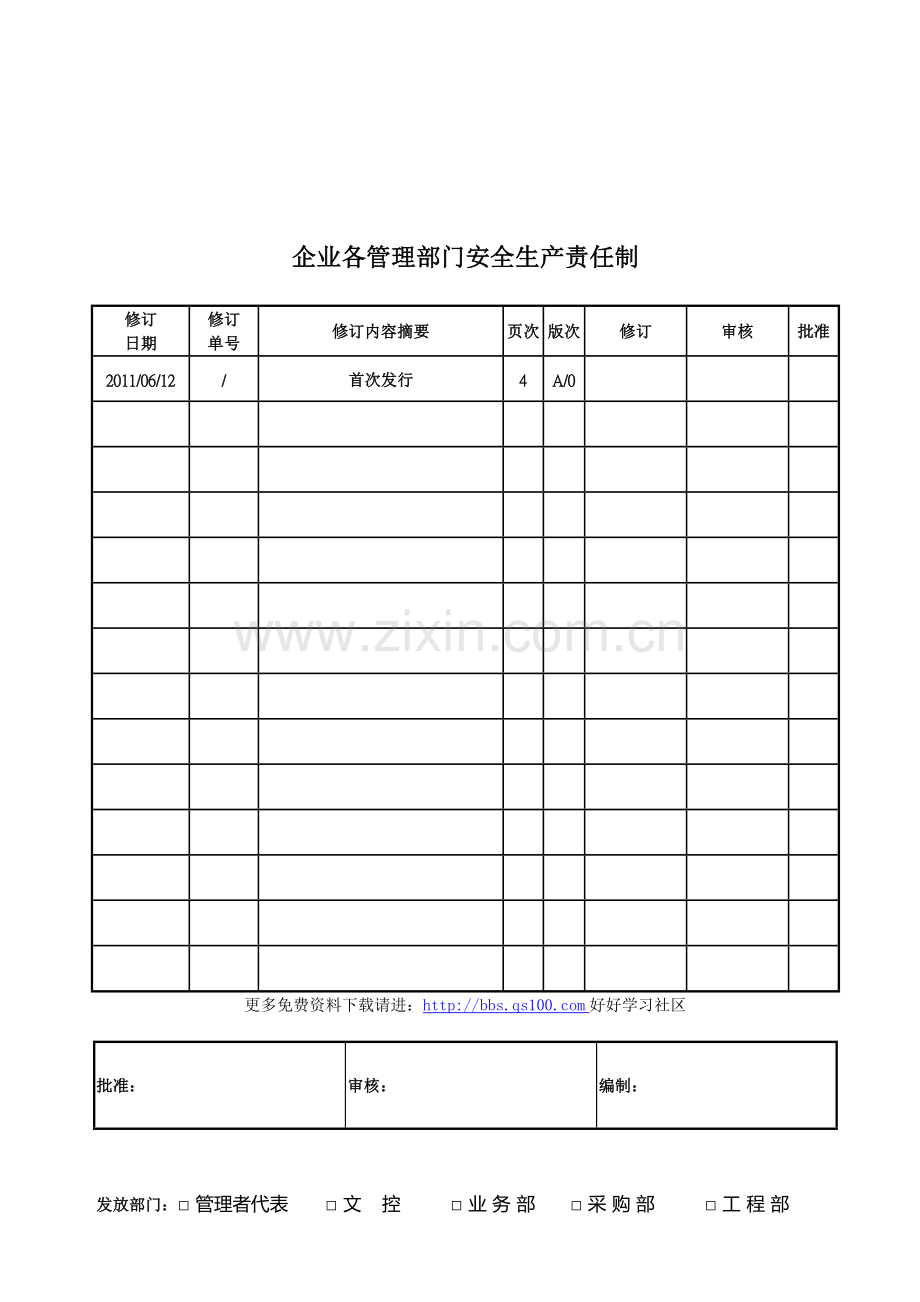 企业各管理部门安全生产责任制..doc_第1页