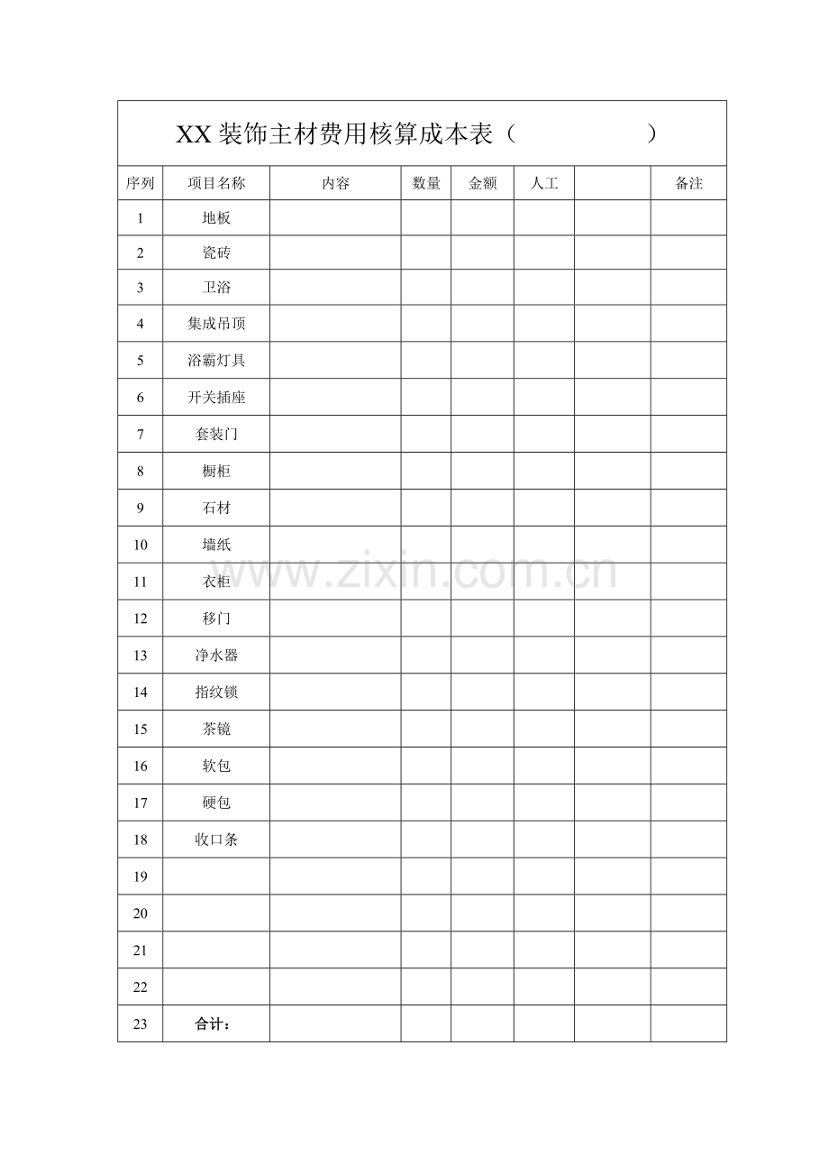 装饰公司装修费用核算成本表.doc_第2页