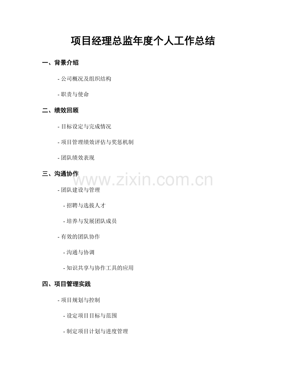 项目经理总监年度个人工作总结.docx_第1页