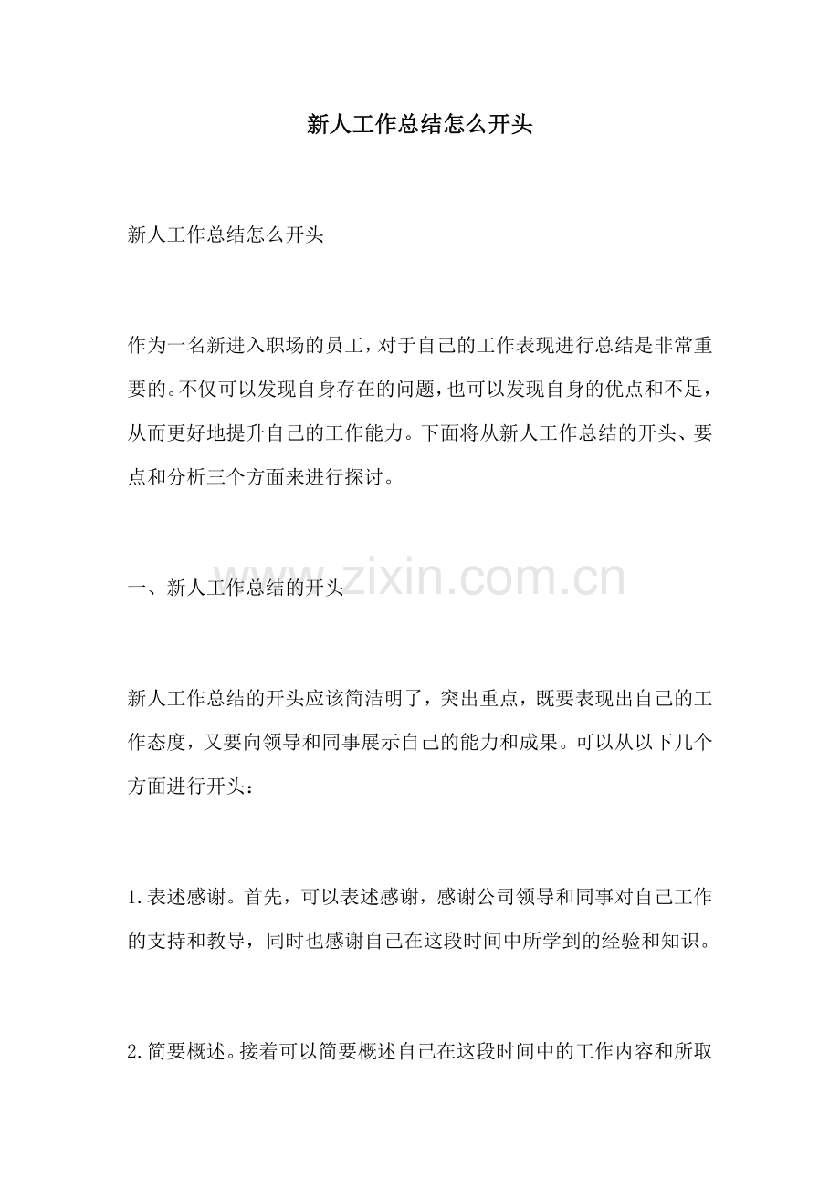 新人工作总结怎么开头.docx_第1页