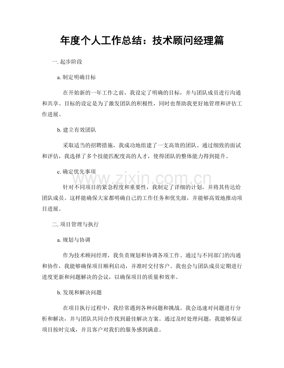 年度个人工作总结：技术顾问经理篇.docx_第1页
