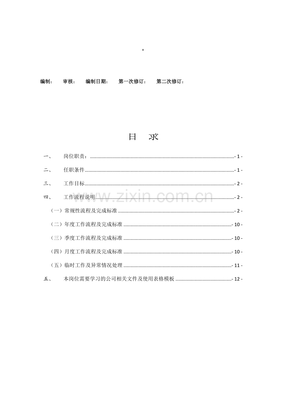 部门—岗位工作手册模板.doc_第1页