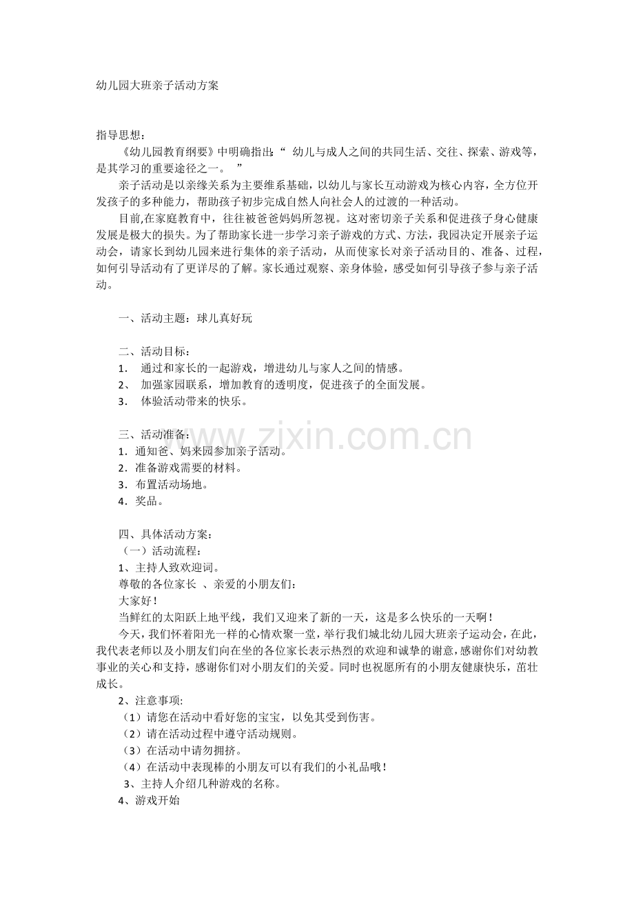 幼儿园大班亲子活动方案.doc_第1页