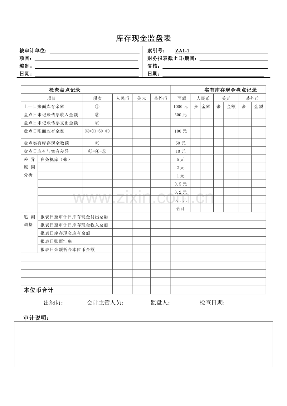 库存现金监盘表.doc_第1页