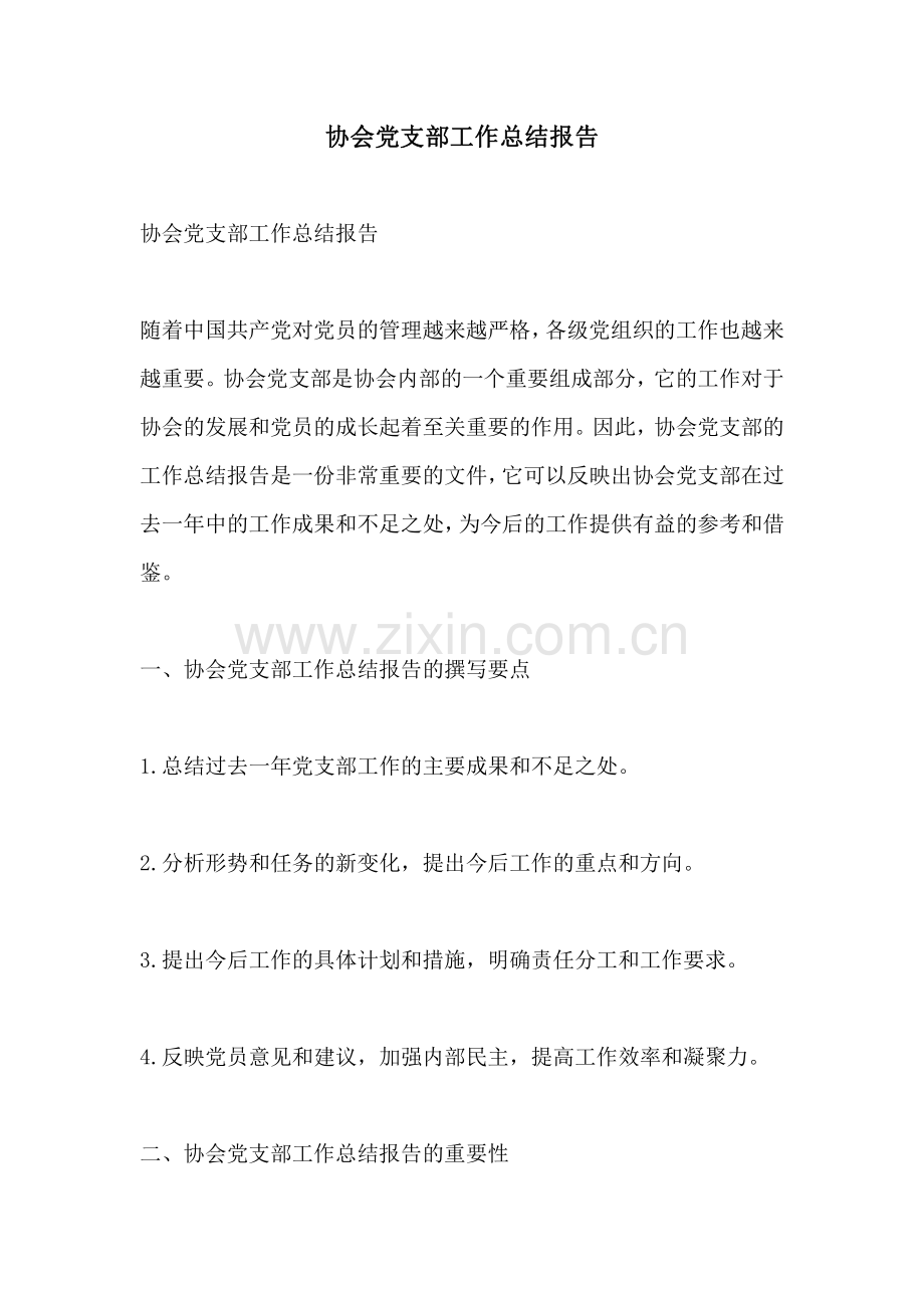 协会党支部工作总结报告.pdf_第1页