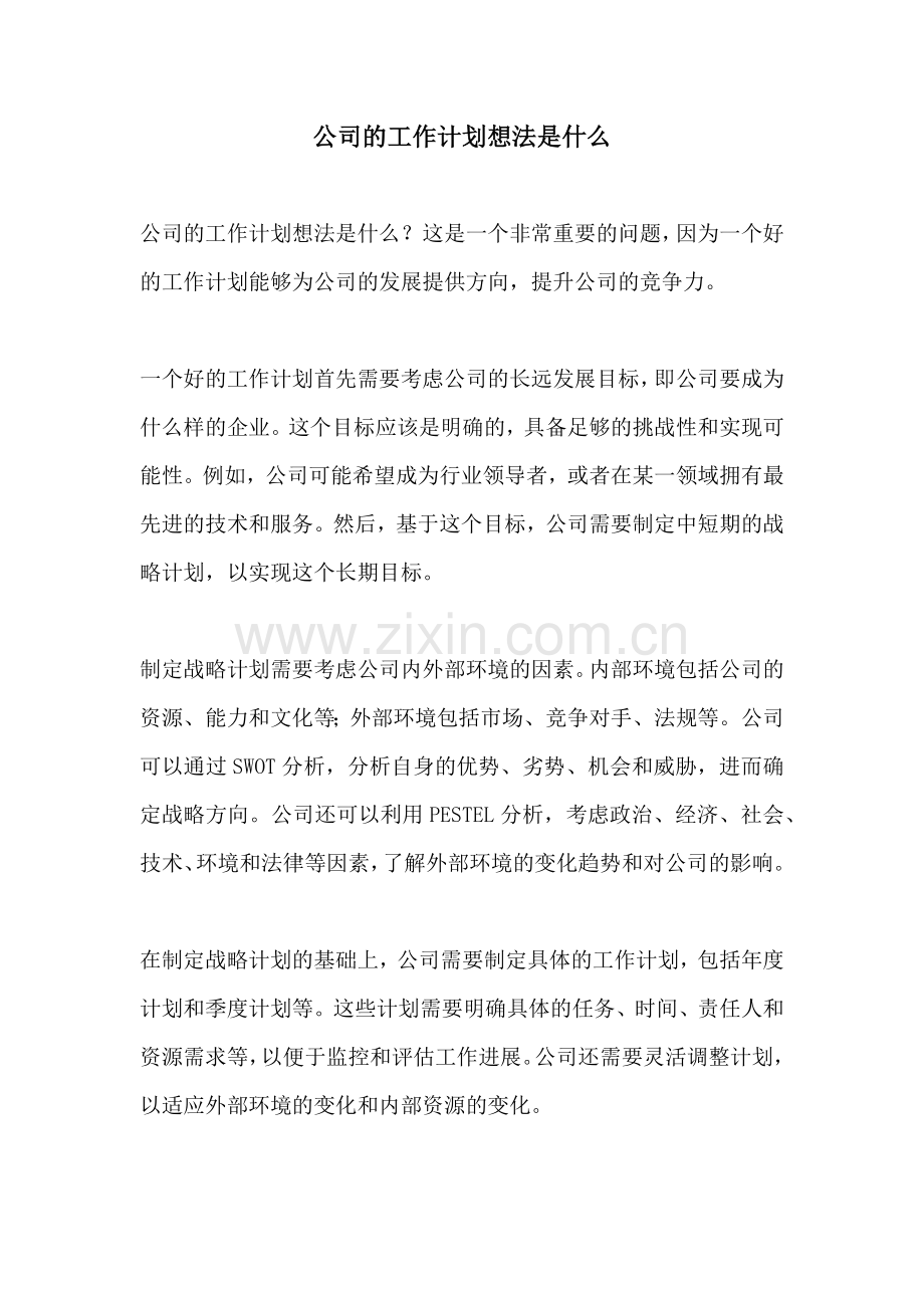公司的工作计划想法是什么.docx_第1页