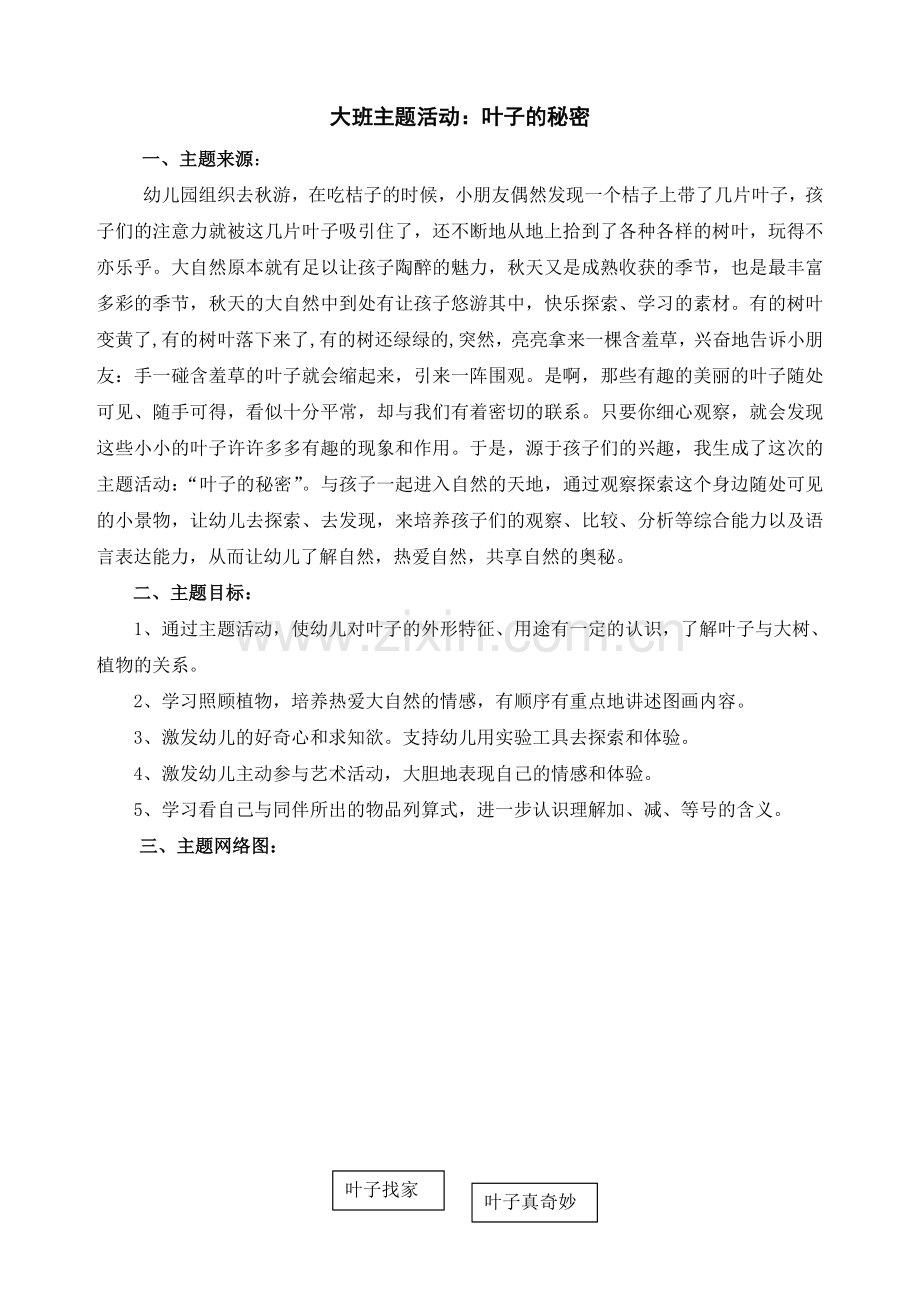 大班主题活动：叶子的秘密.doc_第1页