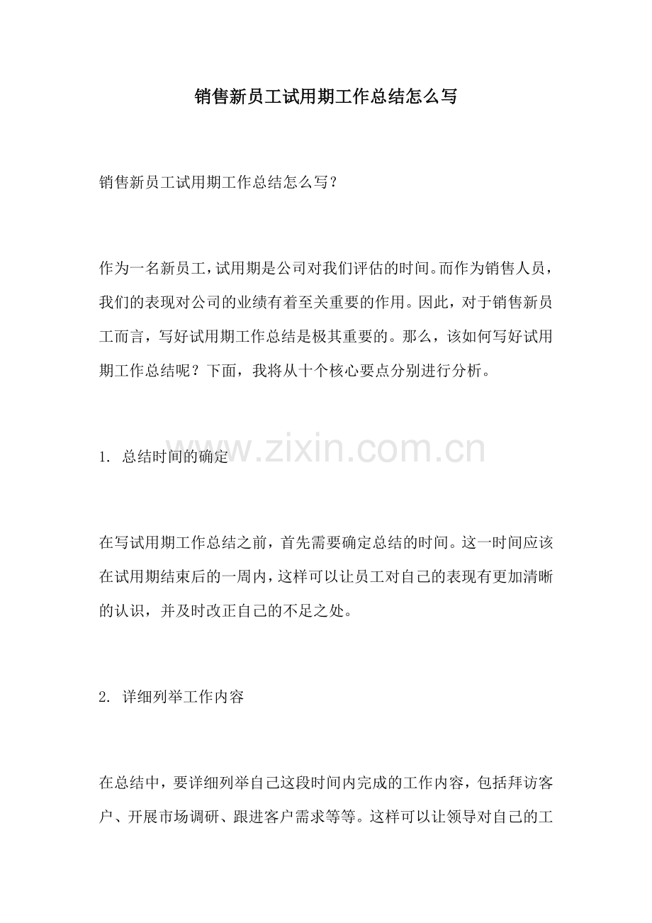 销售新员工试用期工作总结怎么写.docx_第1页