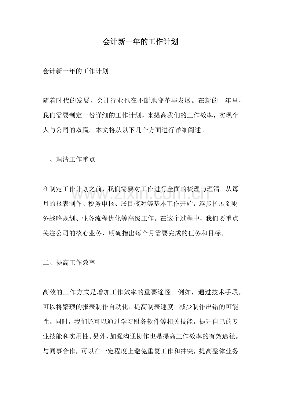 会计新一年的工作计划.docx_第1页