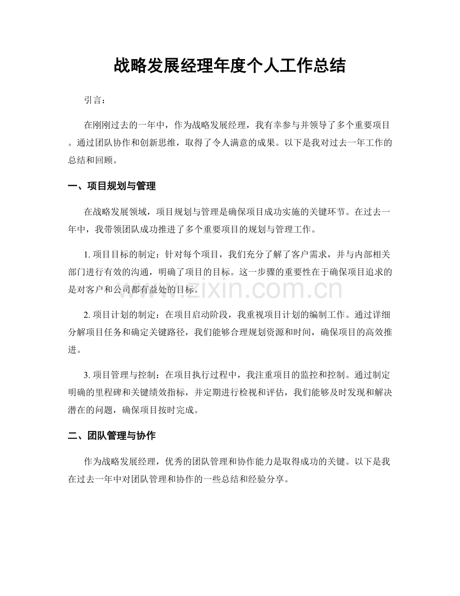 战略发展经理年度个人工作总结.docx_第1页