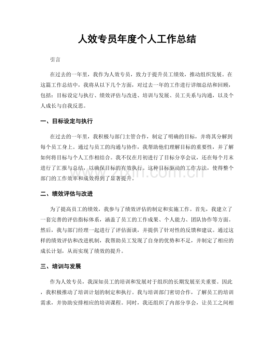 人效专员年度个人工作总结.docx_第1页