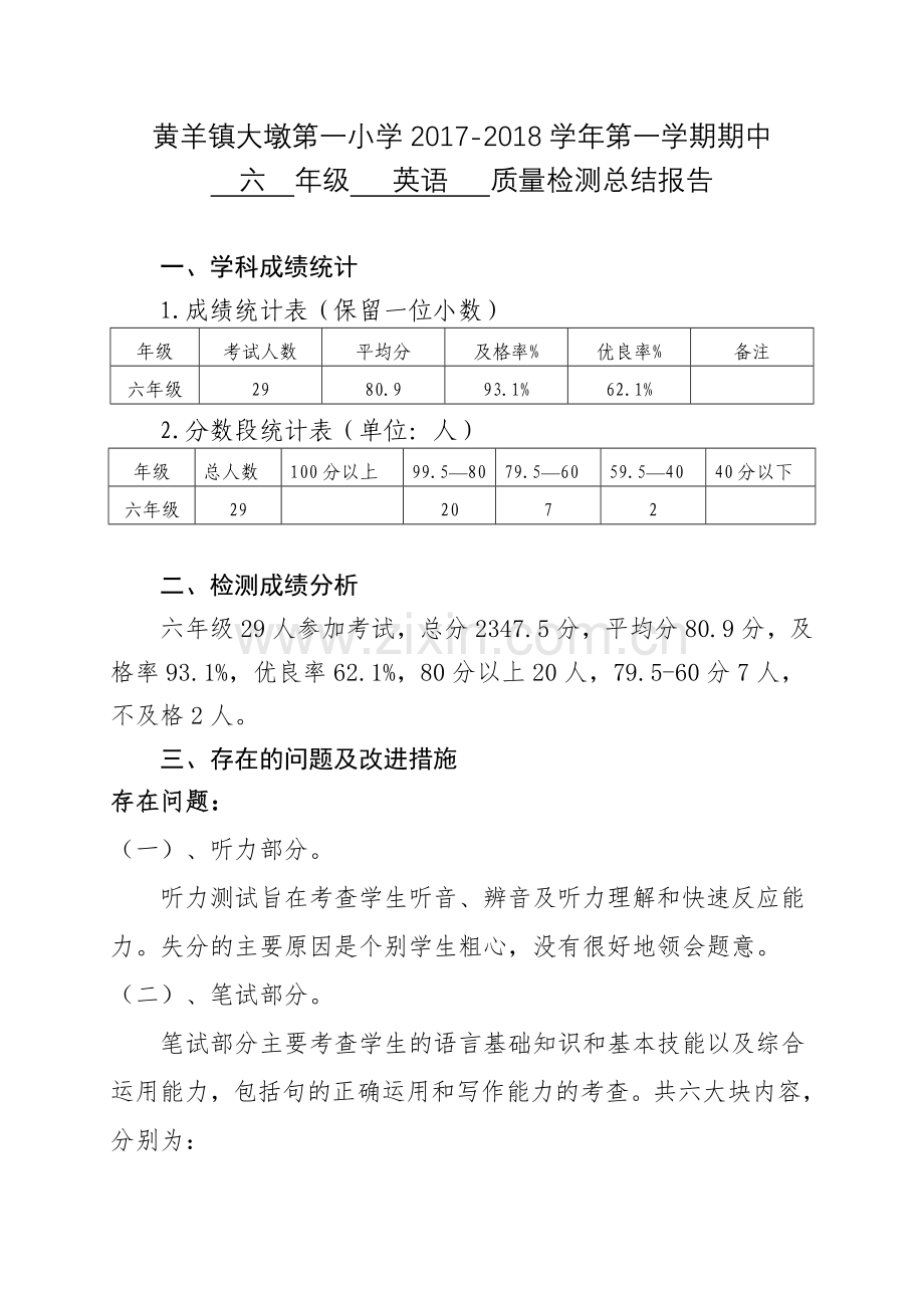 六年级英语质量分析.doc_第1页