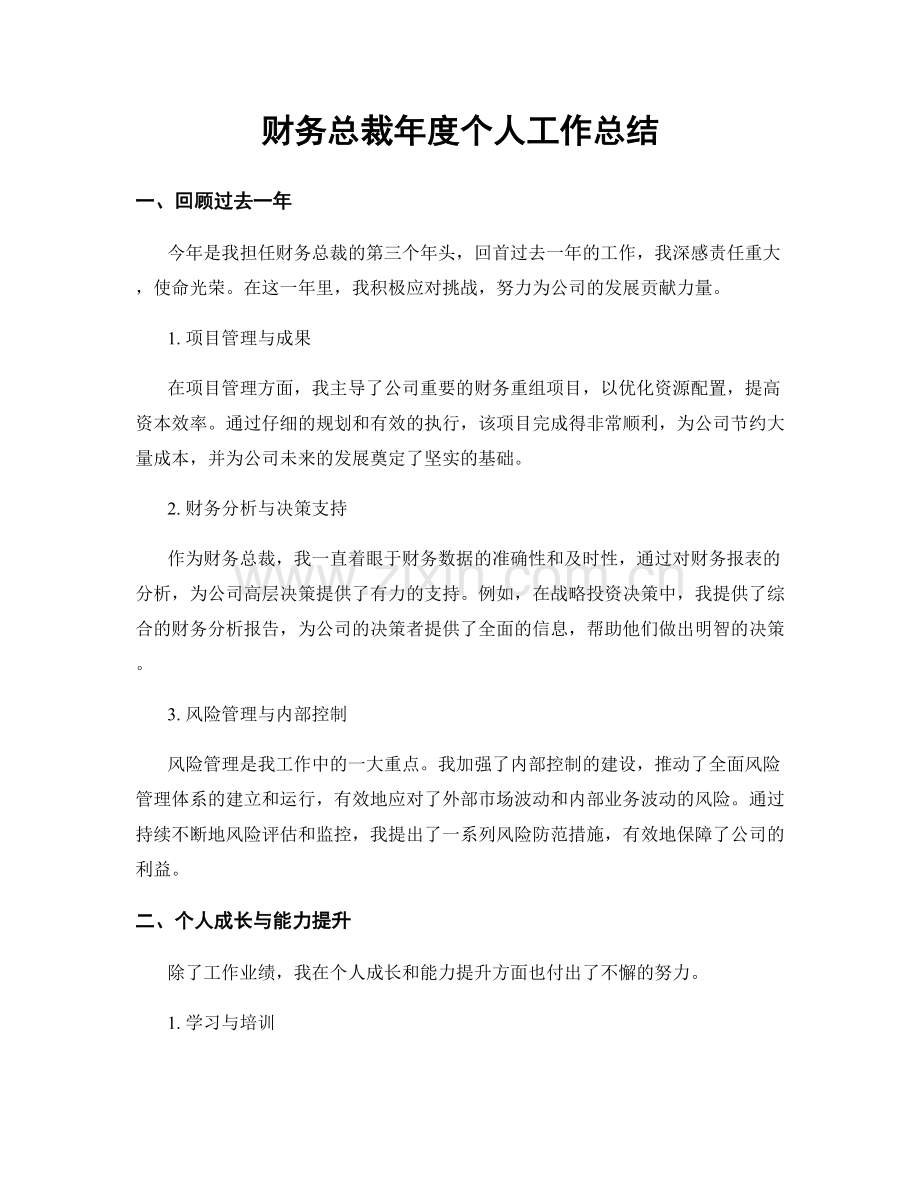 财务总裁年度个人工作总结.docx_第1页