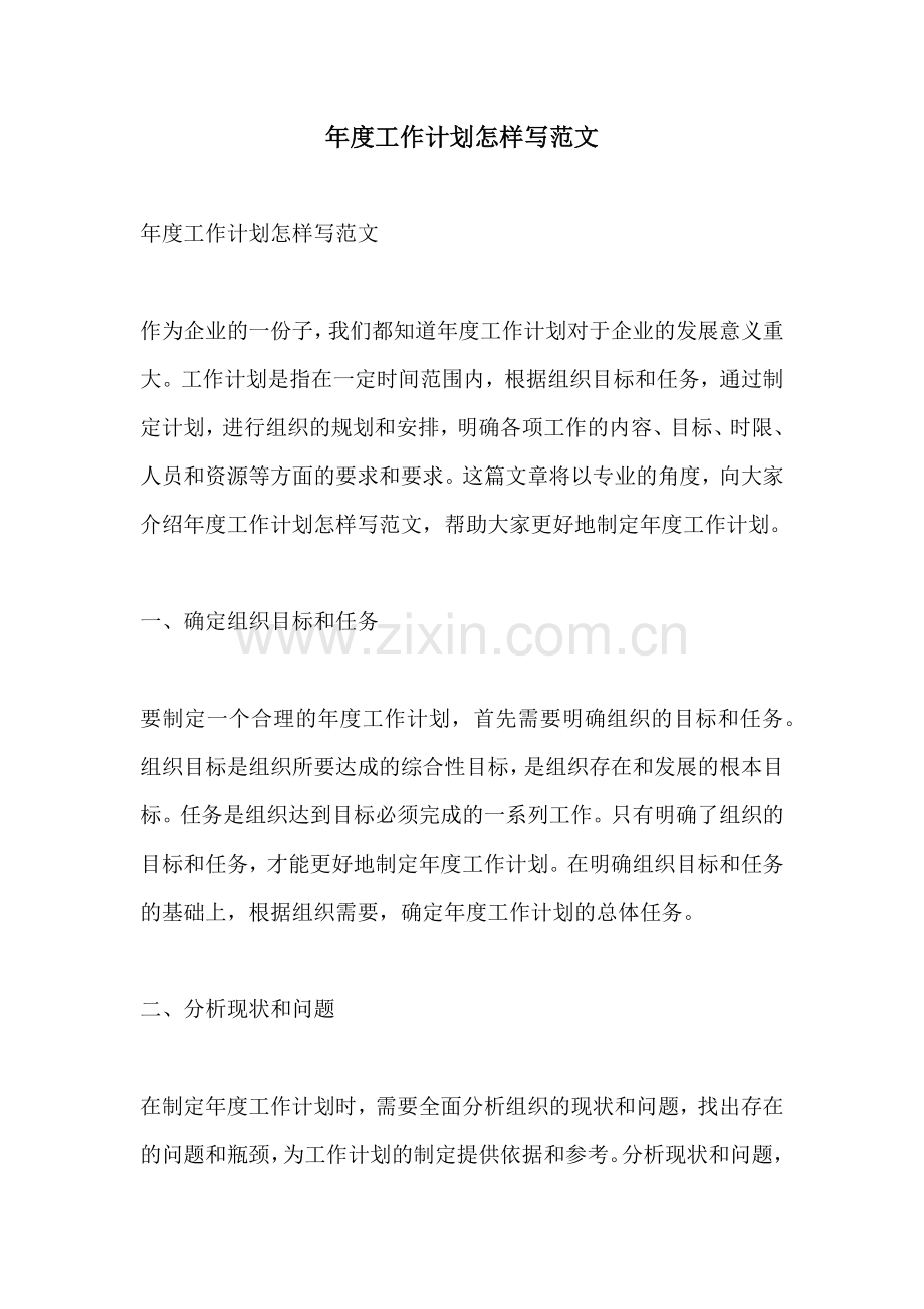 年度工作计划怎样写范文.docx_第1页