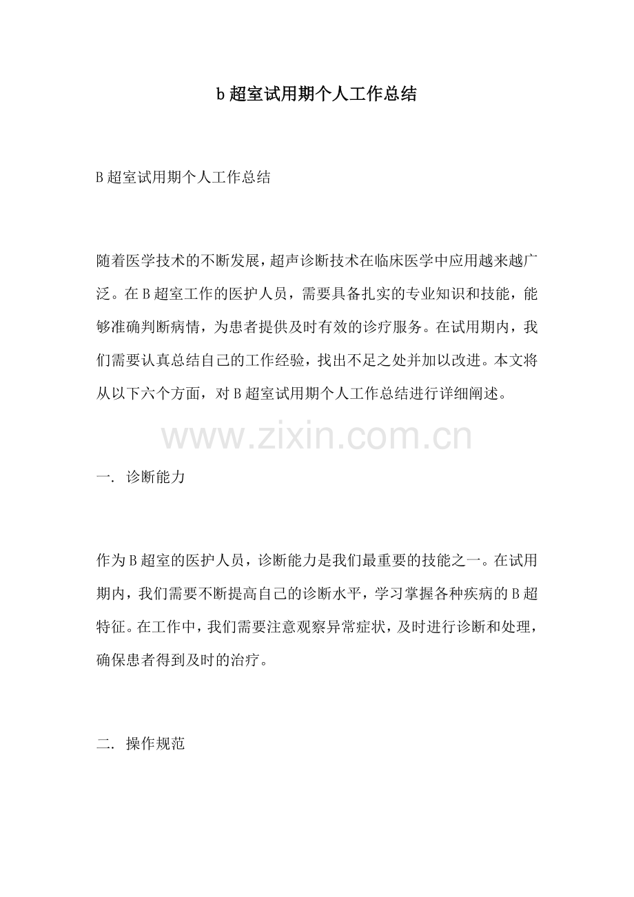 b超室试用期个人工作总结.docx_第1页