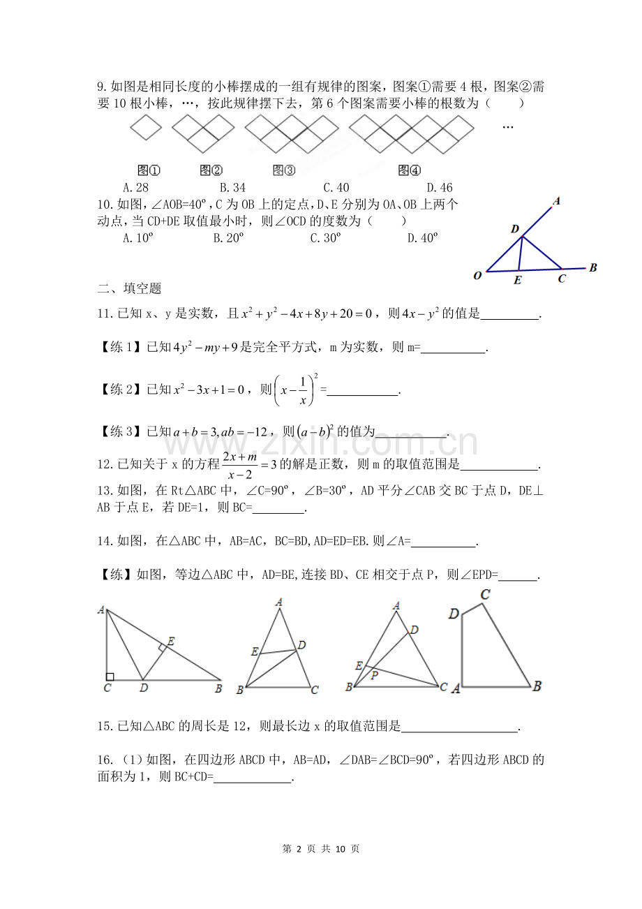 八年级上册数学期末复习培优试卷.doc_第2页