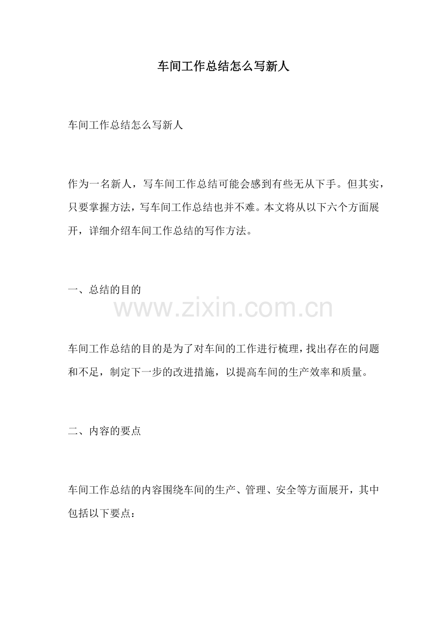 车间工作总结怎么写新人.docx_第1页