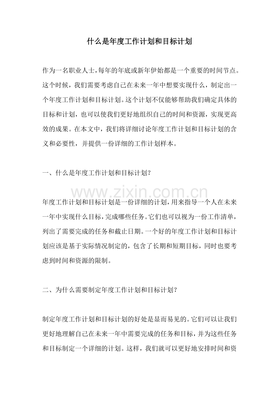 什么是年度工作计划和目标计划.docx_第1页
