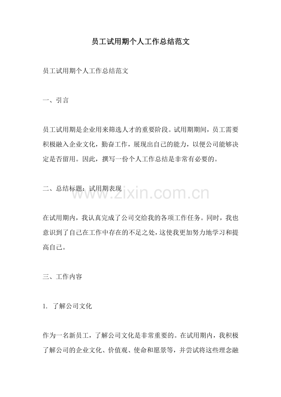 员工试用期个人工作总结范文.pdf_第1页