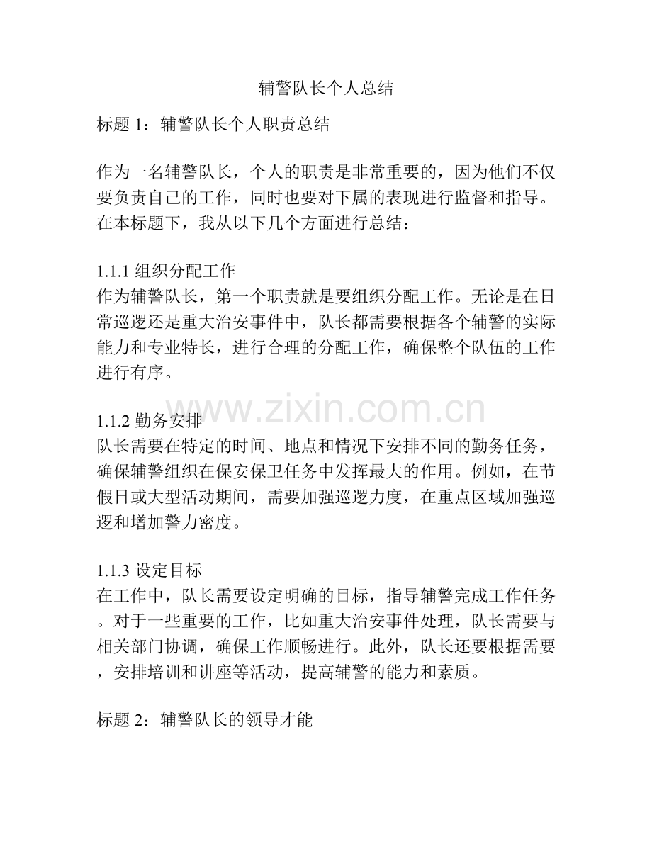 辅警队长个人总结.docx_第1页