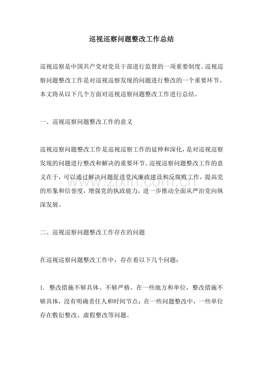 巡视巡察问题整改工作总结.pdf_第1页
