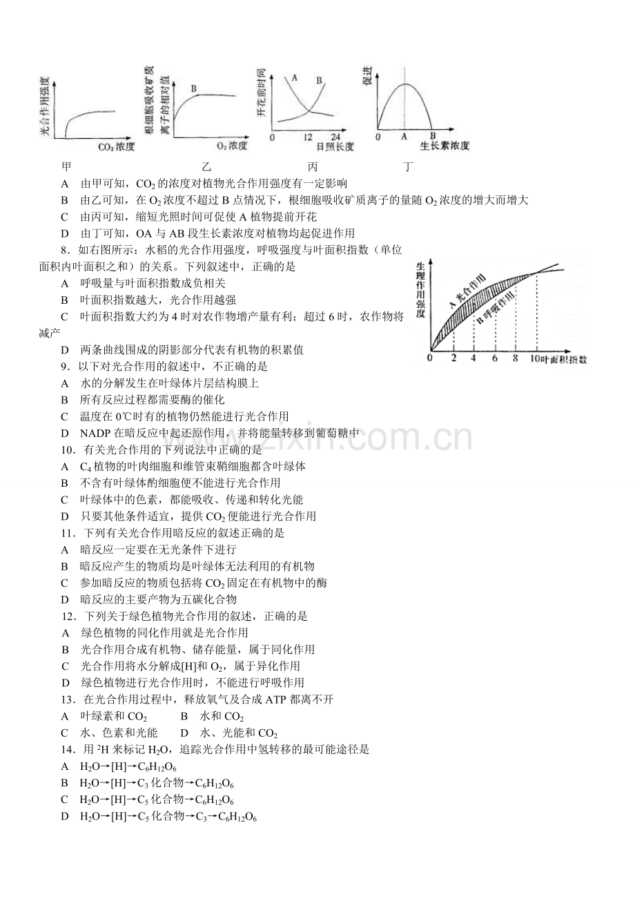 高中生物光合作用试题.doc_第2页