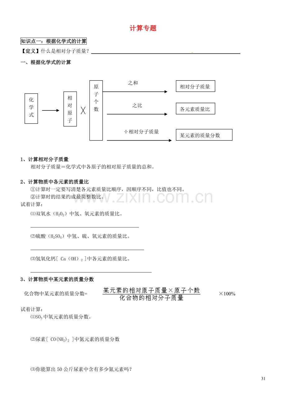 初中化学计算专题.doc_第1页
