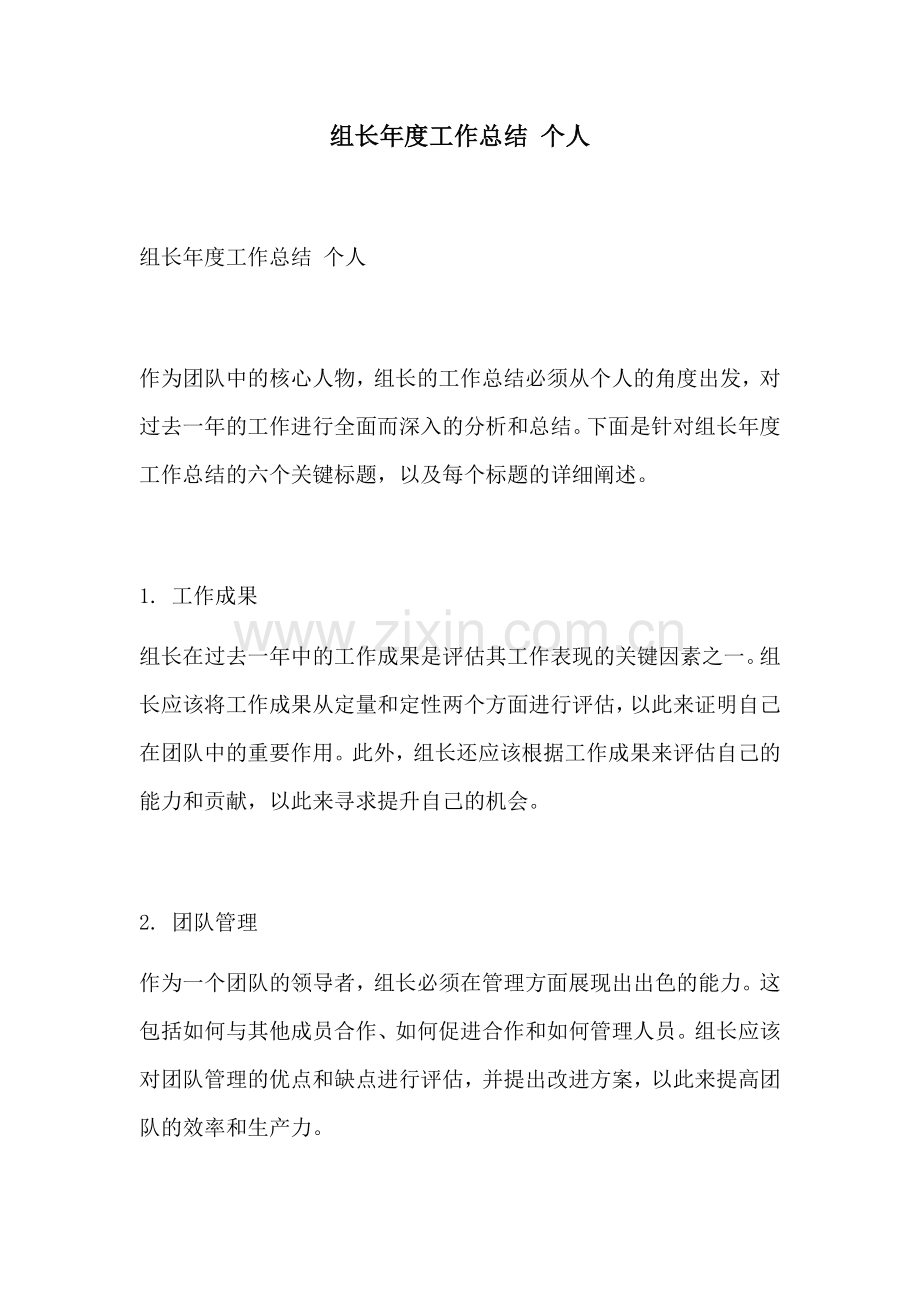 组长年度工作总结 个人.docx_第1页