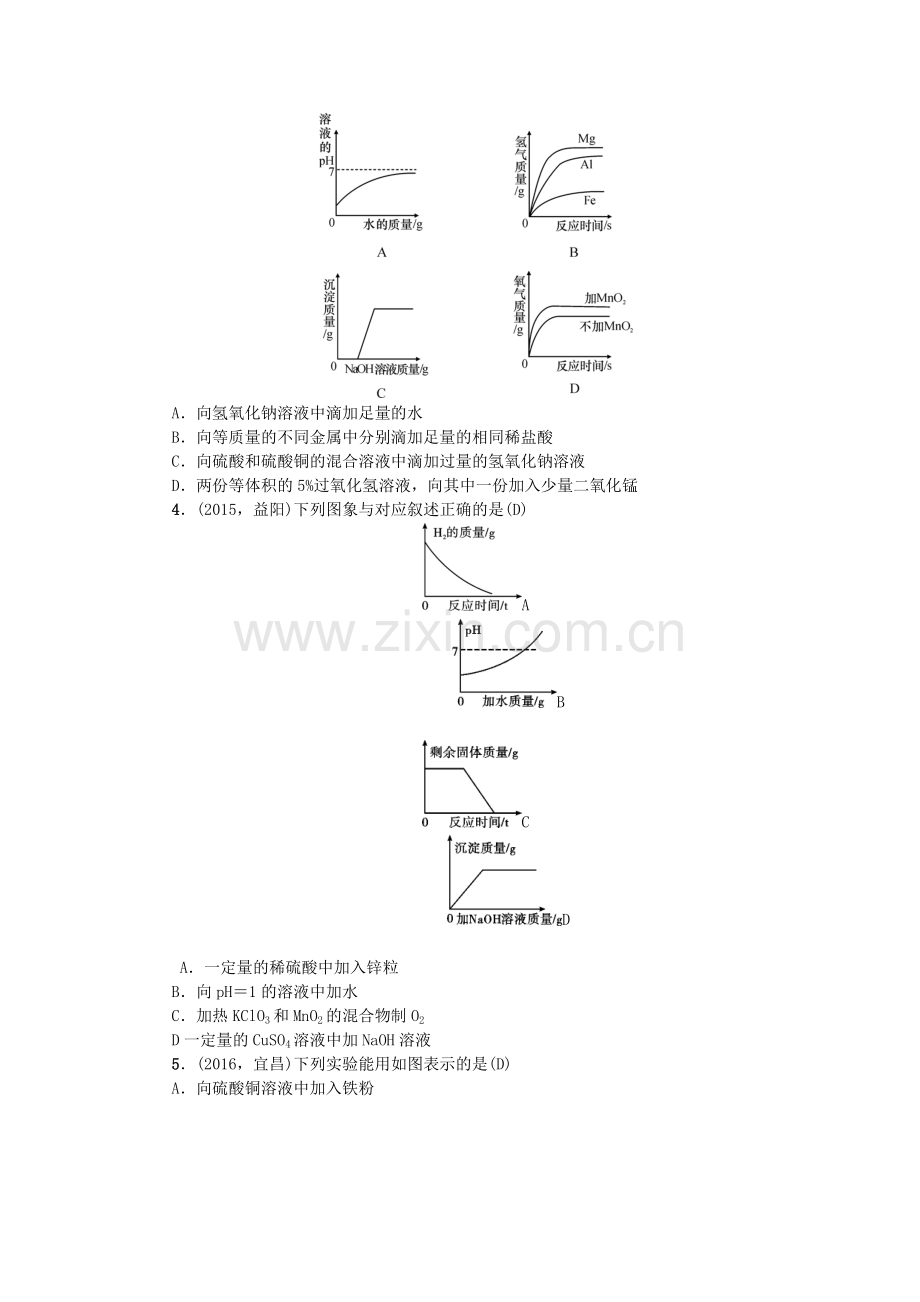 中考化学总复习专题训练专题三坐标曲线题试题.doc_第2页