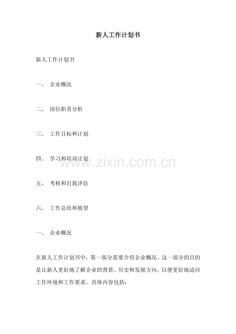 新人工作计划书.docx_第1页