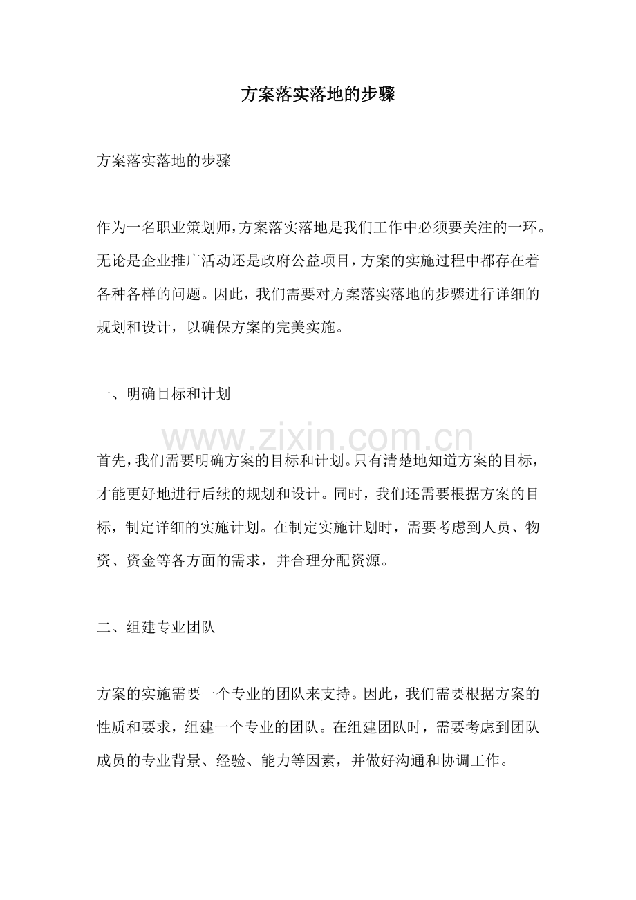 方案落实落地的步骤.docx_第1页