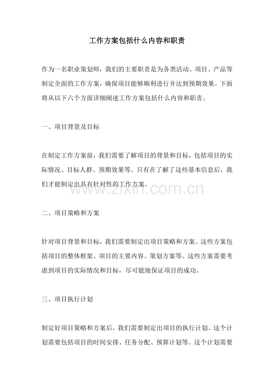 工作方案包括什么内容和职责.docx_第1页