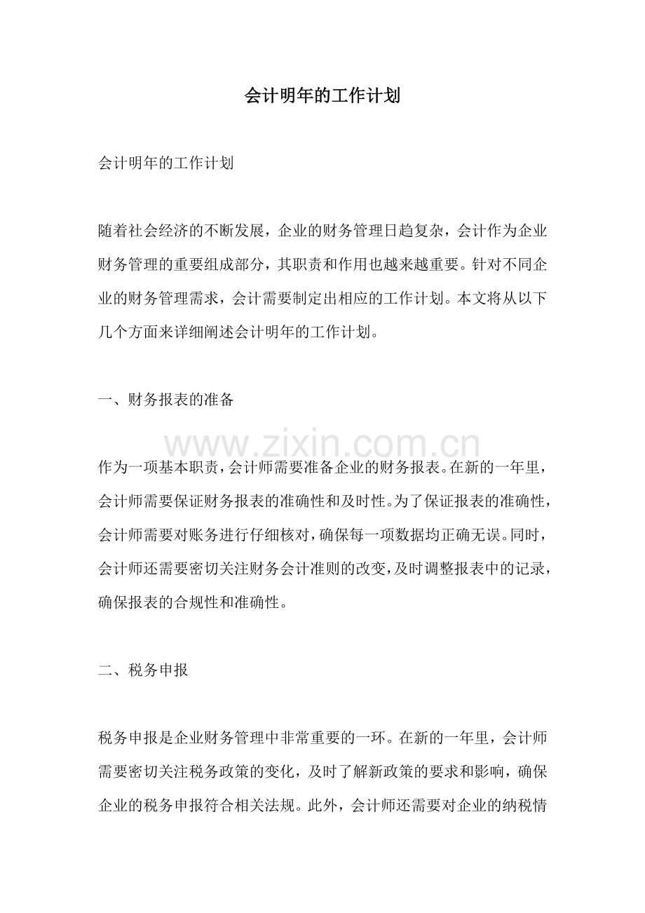 会计明年的工作计划.docx_第1页