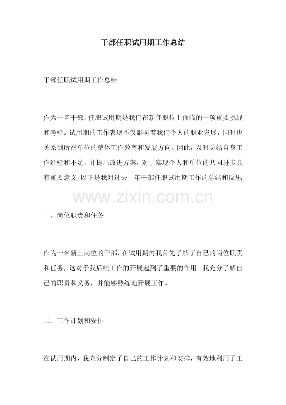 干部任职试用期工作总结.docx_第1页