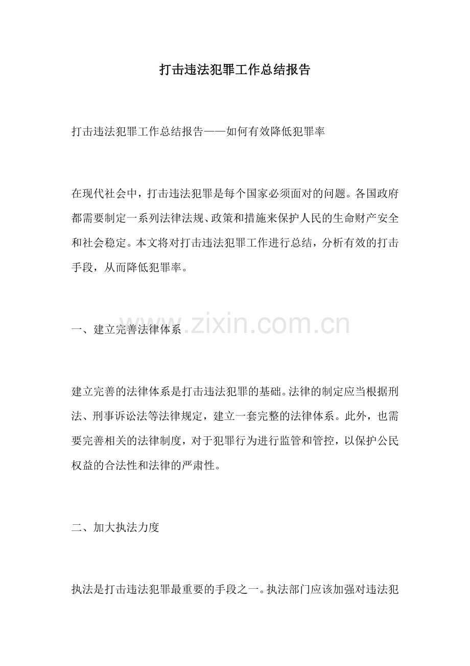 打击违法犯罪工作总结报告.docx_第1页
