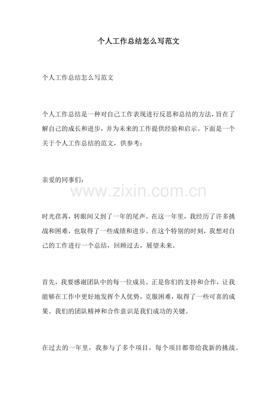 个人工作总结怎么写范文.docx_第1页