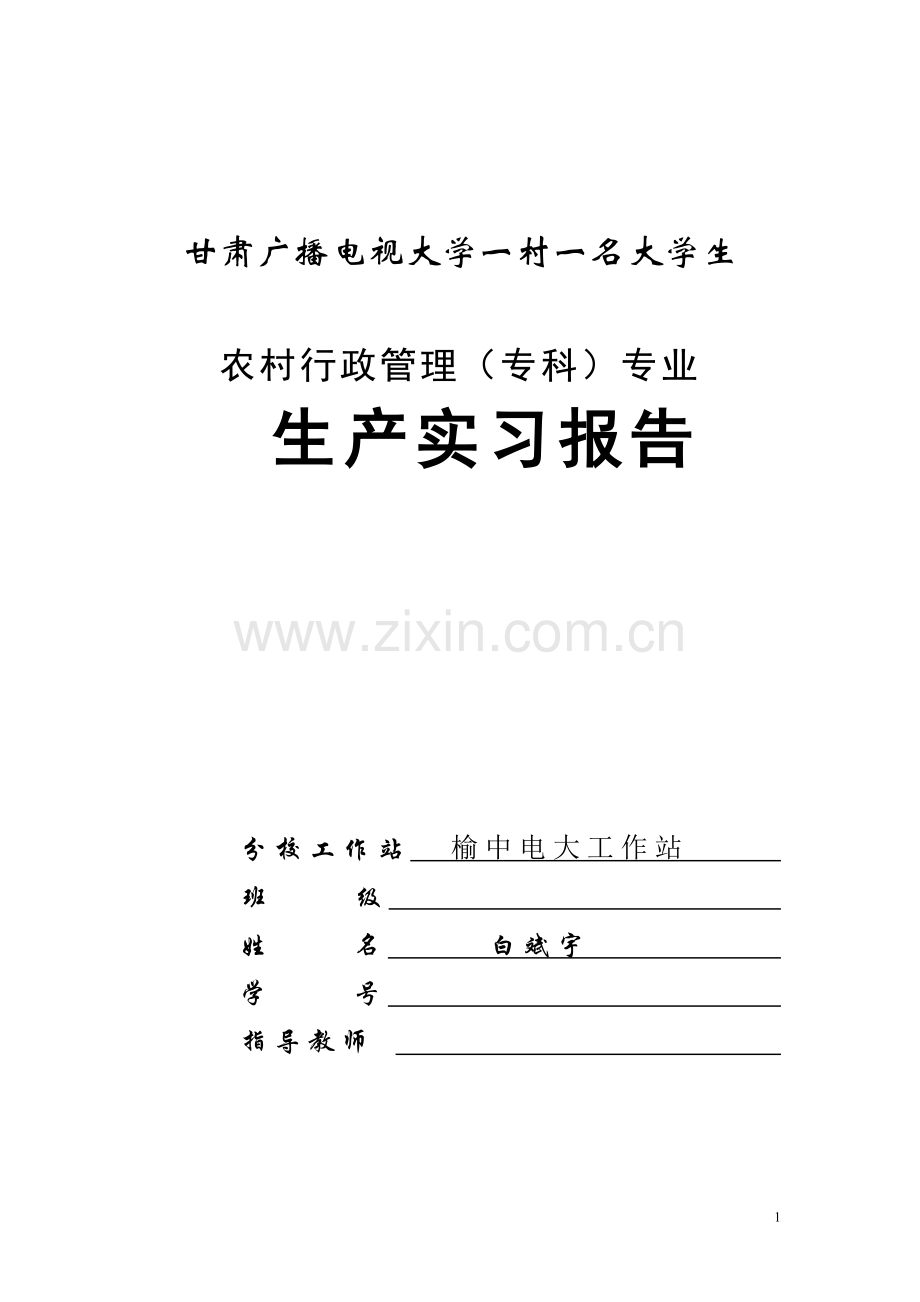 白斌宇--农村行政管理实习报告.doc_第1页