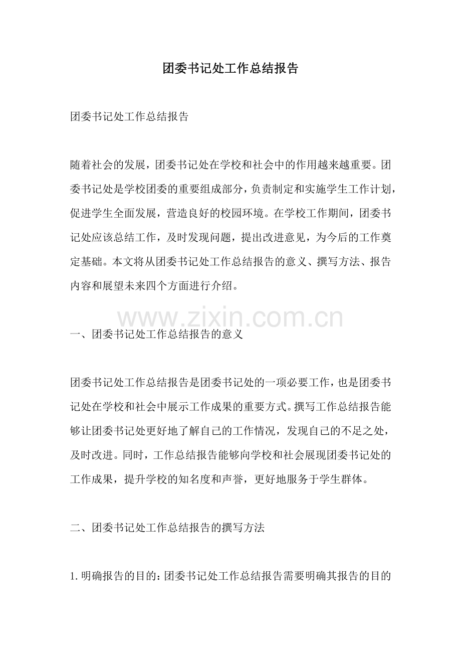 团委书记处工作总结报告.pdf_第1页